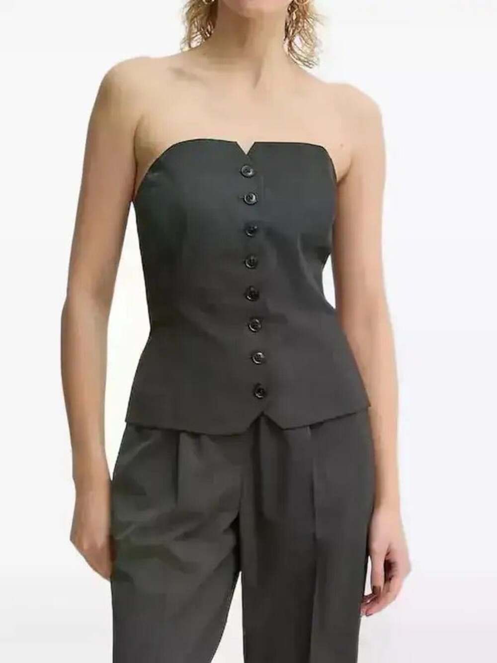 Revolve Samsoe Samsoe Button Up Office Siren Career Wear Vest Gray Size Small